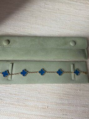 💙💙Van Cleef & Arpels Classic Blue Agate 19cm Five-Flower Bracelet👩‍🦰👩‍🦰